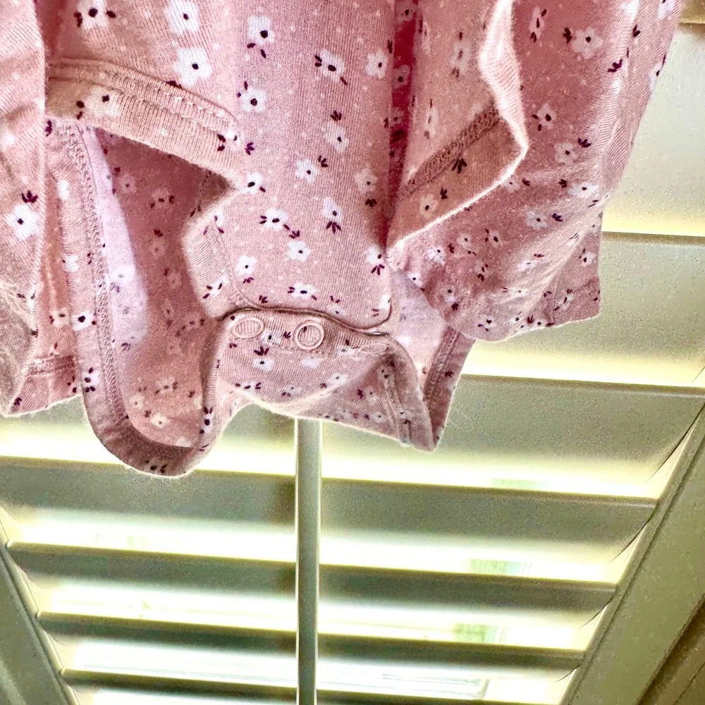 Posh Peanut Bamboo Viscose Floral‎ Peplum Henley Romper Dress Pink 12-18 Months